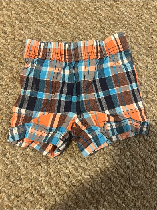 Carter's Other - Carter's Plaid Elastic-Waist Orange Blue Brown Shorts